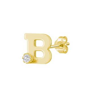 Celebration Gems 14k Gold White Topaz Initial Stud Single Earring