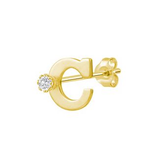 Celebration Gems 14k Gold White Topaz Initial Stud Single Earring
