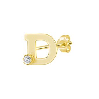 Celebration Gems 14k Gold White Topaz Initial Stud Single Earring