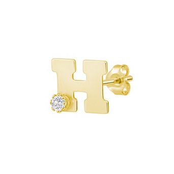 Celebration Gems 14k Gold White Topaz Initial Stud Single Earring