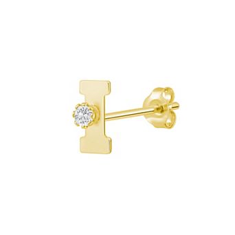 Celebration Gems 14k Gold White Topaz Initial Stud Single Earring