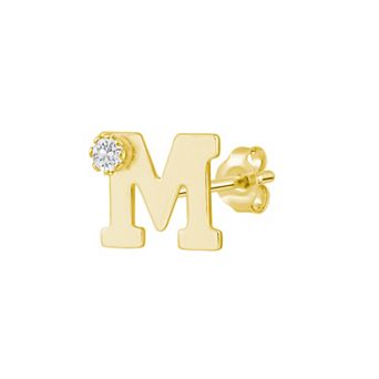 Celebration Gems 14k Gold White Topaz Initial Stud Single Earring