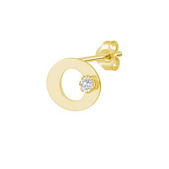 Celebration Gems 14k Gold White Topaz Initial Stud Single Earring