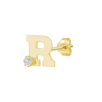 Celebration Gems 14k Gold White Topaz Initial Stud Single Earring