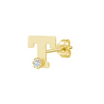 Celebration Gems 14k Gold White Topaz Initial Stud Single Earring