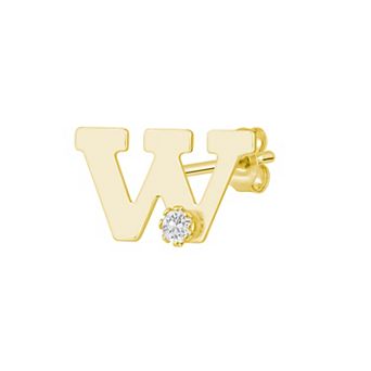 Celebration Gems 14k Gold White Topaz Initial Stud Single Earring