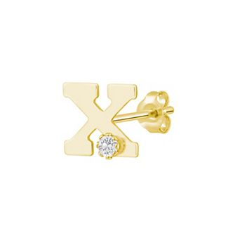 Celebration Gems 14k Gold White Topaz Initial Stud Single Earring