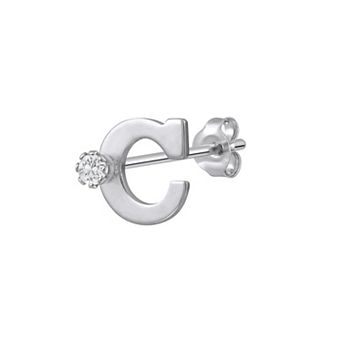 Celebration Gems 14k Gold White Topaz Initial Stud Single Earring