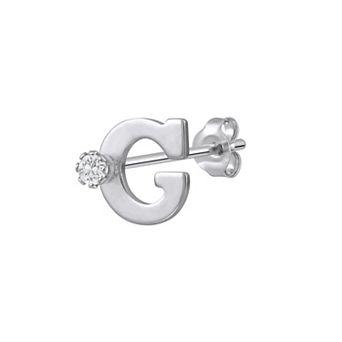 Celebration Gems 14k Gold White Topaz Initial Stud Single Earring