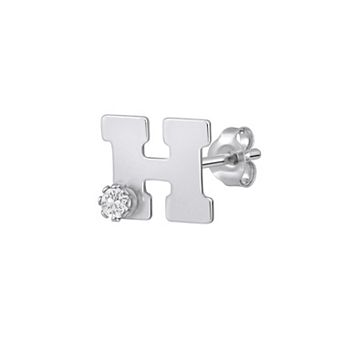 Celebration Gems 14k Gold White Topaz Initial Stud Single Earring