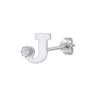 Celebration Gems 14k Gold White Topaz Initial Stud Single Earring