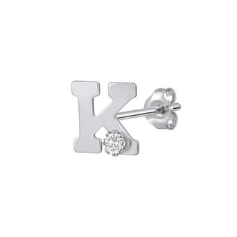 Celebration Gems 14k Gold White Topaz Initial Stud Single Earring