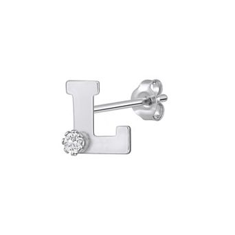 Celebration Gems 14k Gold White Topaz Initial Stud Single Earring