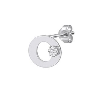 Celebration Gems 14k Gold White Topaz Initial Stud Single Earring