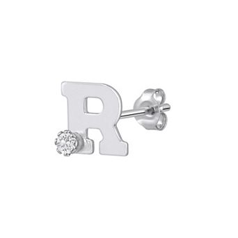 Celebration Gems 14k Gold White Topaz Initial Stud Single Earring