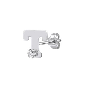 Celebration Gems 14k Gold White Topaz Initial Stud Single Earring