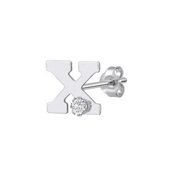 Celebration Gems 14k Gold White Topaz Initial Stud Single Earring