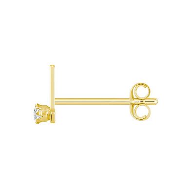 Celebration Gems 14k Gold White Topaz Initial Stud Single Earring
