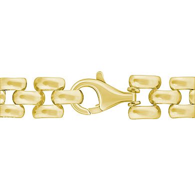 ITALIAN LUSTER Sterling Silver 3-Row Panther Chain Bracelet