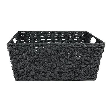 Belle Maison Gingham Fabric Basket with Ruffle & Bow Detail