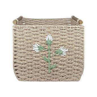 Belle Maison Flower Embroidered Small Storage Basket