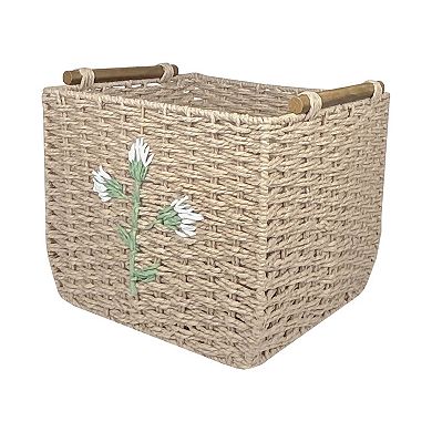 Belle Maison Flower Embroidered Small Storage Basket