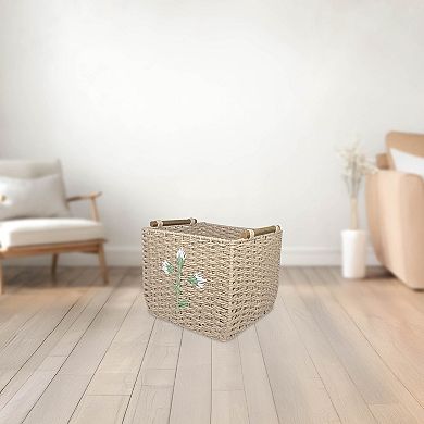 Belle Maison Flower Embroidered Small Storage Basket