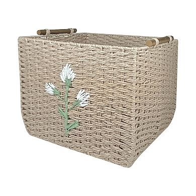 Belle Maison Flower Embroidered Large Storage Basket