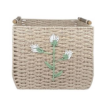 Belle Maison Flower Embroidered Medium Storage Basket