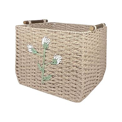 Belle Maison Flower Embroidered Medium Storage Basket