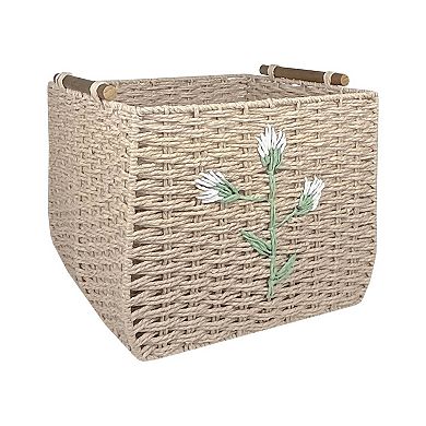 Belle Maison Flower Embroidered Medium Storage Basket