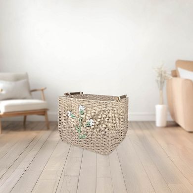Belle Maison Flower Embroidered Medium Storage Basket