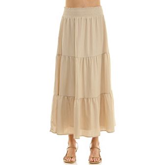Juniors' Lily White Wave Crepe Tiered Skirt