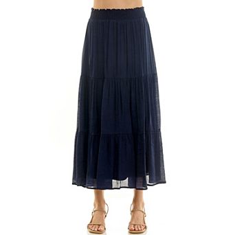 Juniors' Lily White Papaya Gauze Tiered Skirt