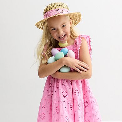 Girls 4-6x Blueberi Boulevard Eyelet Dress & Hat Set