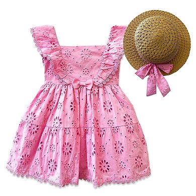 Girls 4-6x Blueberi Boulevard Eyelet Dress & Hat Set