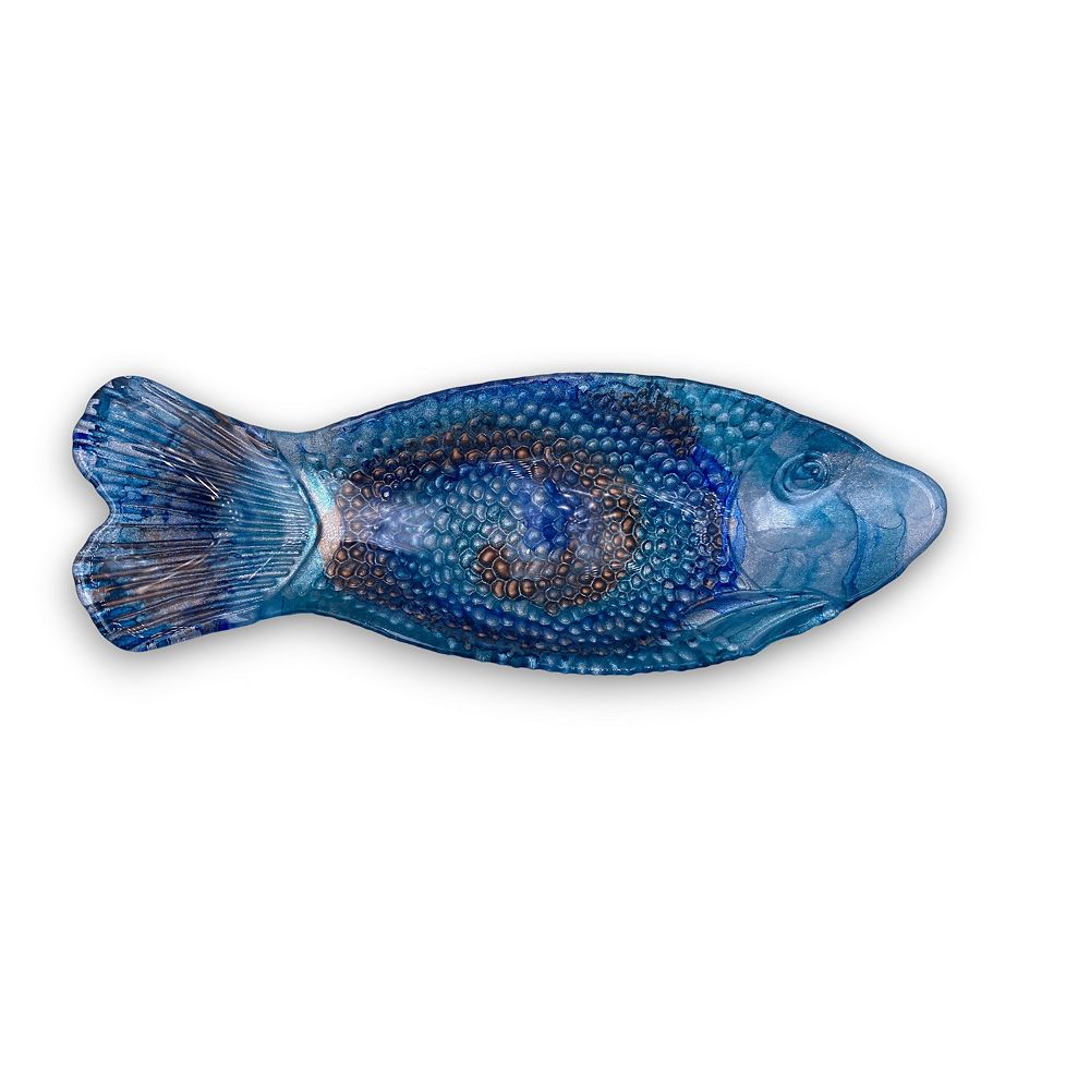 Discover Europe Made in Italy Hand Decorated Glass Fish Dish Table Decor