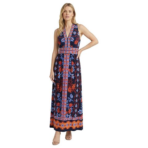 Женские платья London Women's London Times V-Neck Sleeveless Maxi Dress