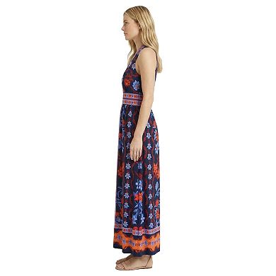 Women's London Times V-Neck Sleeveless Maxi Dress