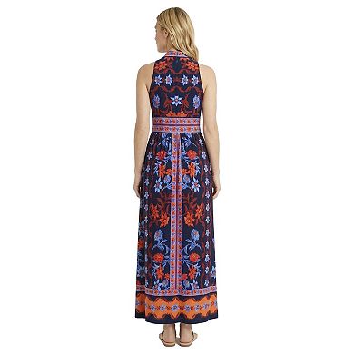 Women's London Times V-Neck Sleeveless Maxi Dress