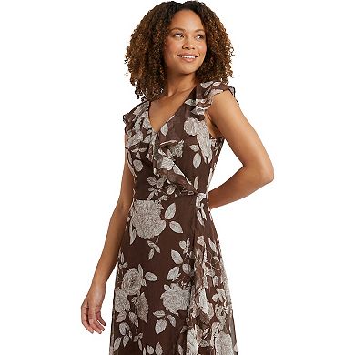 Women's London Times Ruffle Wrap Maxi Dress