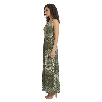 Women's London Times V-Neck Sleeveless Maxi Dress