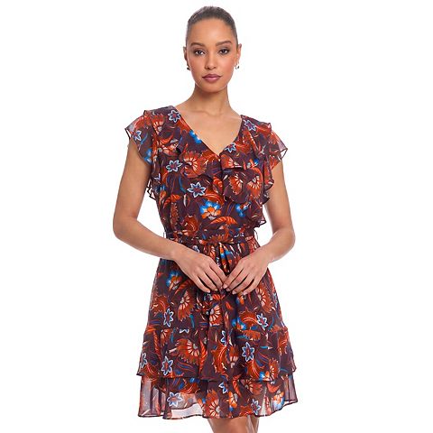 Женские платья London Women's London Times Short Ruffle Wrap Dress