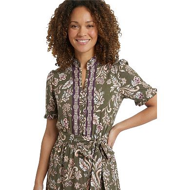 Women's London Times Ruffle Neck Tiered Maxi Dress with Sash