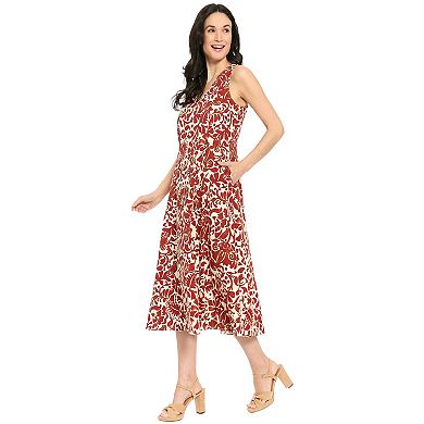 Women's London Times V-Neck Godet A-Line Dress