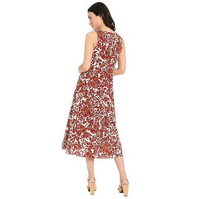 Women's London Times V-Neck Godet A-Line Dress
