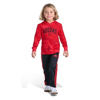 Boys 4-7 adidas 2 pc Long Sleeve Hooded Tee & Elastic Waistband Pant Set
