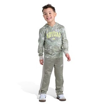 Boys 4-7 adidas 2 pc Long Sleeve Hooded Tee & Elastic Waistband Pant Set