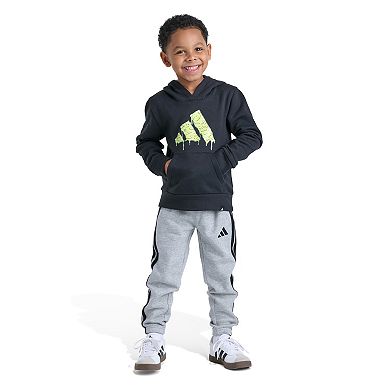 Boys 4-7 adidas Long Sleeve Essential 3-Stripe Fleece Cuffed Joggers
