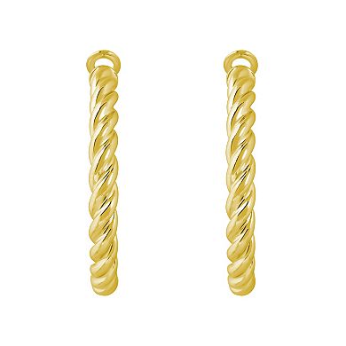 ITALIAN LUSTER Sterling Silver Twisted Rope Hoop Earrings